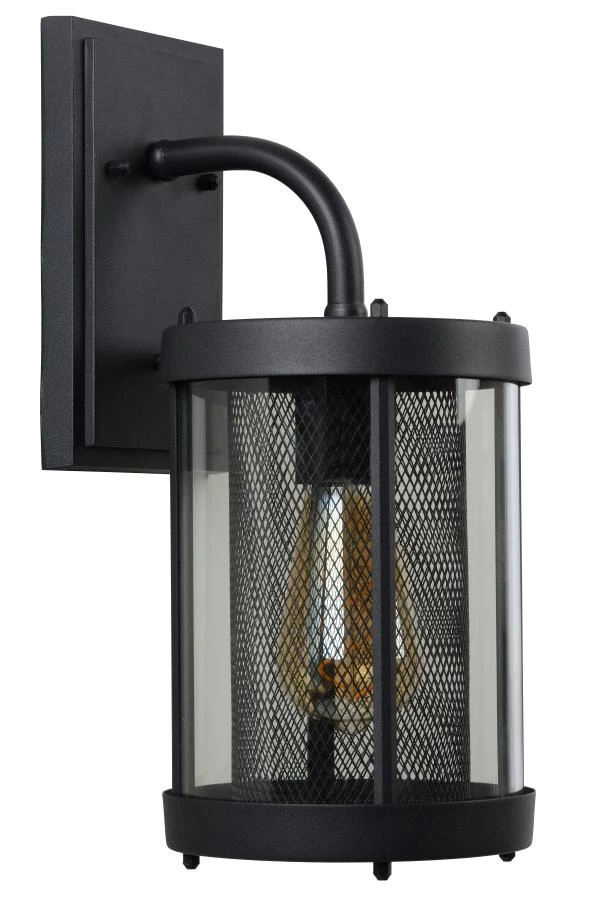 Lucide MAKKUM - Wandlamp Binnen/Buiten - 1xE27 - IP23 - Zwart - uitgezet